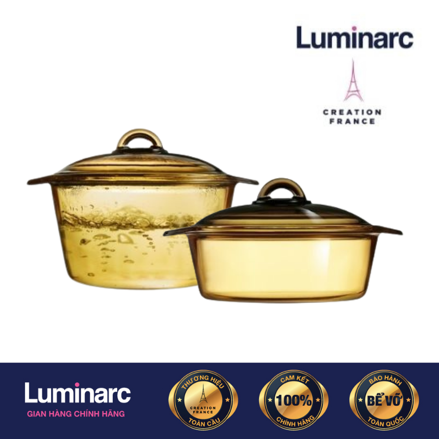 Bộ 2 nồi thuỷ tinh Luminarc Blooming Amberline 1L+3L LUBL1030
