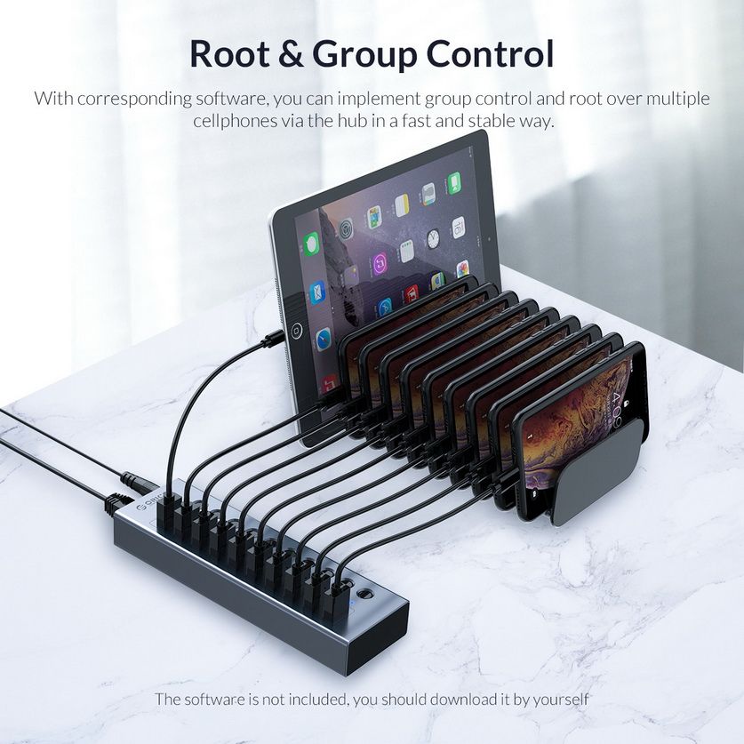 Bộ chia USB Hub 16 cổng USB 3.0, Xám, ORICO BT2U3-16AB-GY - HÀNG CHÍNH HÃNG