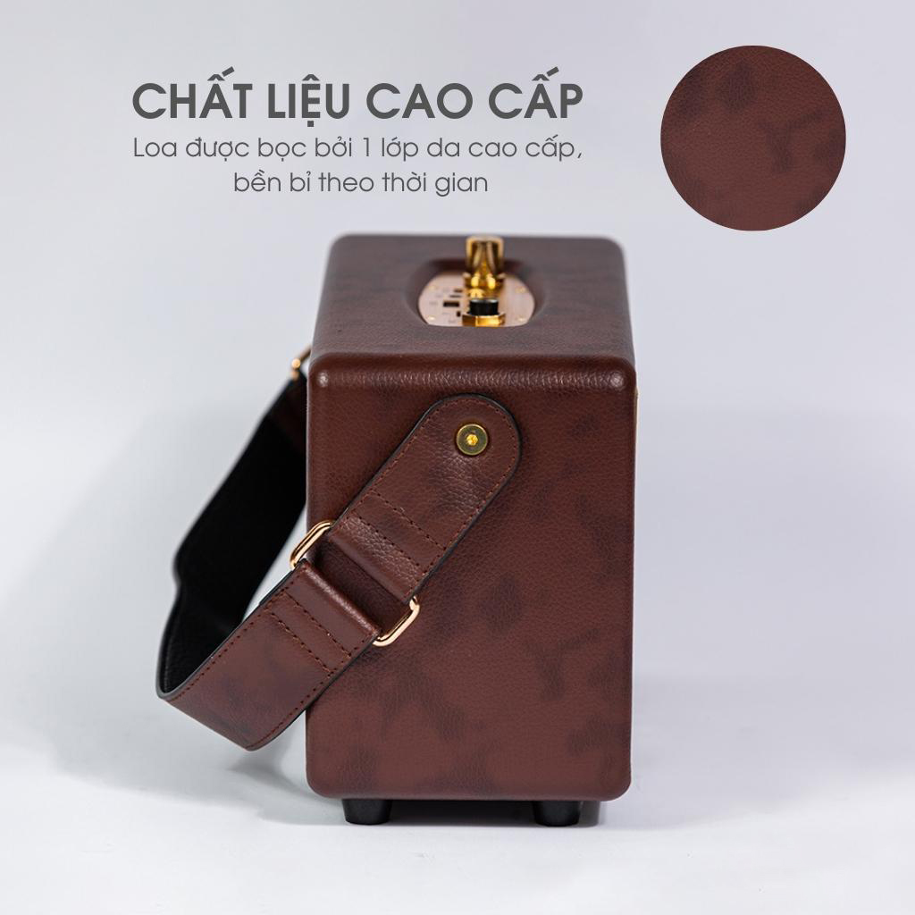 Loa bluetooth QIXI SK-2025 - Loa nghe nhạc bọc da thiết kế cổ điển sang trọng - Hệ thống loa 2.1 công suất 20W âm thanh trầm ấm - Tích hợp cổng micro 6.5mm - Đầy đủ các cổng kết nối Bluetooth, AUX, USB, TF card - Dung lượng pin cao - Hàng nhập khẩu