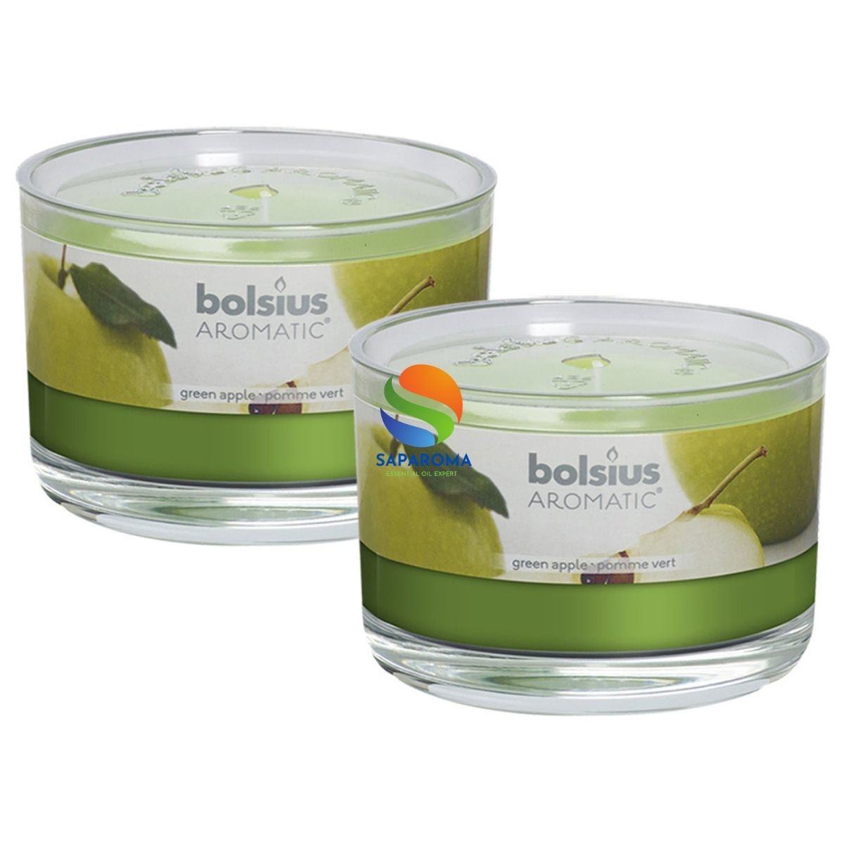Combo 2 ly nến thơm tinh dầu Bolsius Green Apple 155g - hương táo xanh, nến trang trí, thơm phòng, thư giãn, Hỗ trợ khử mùi