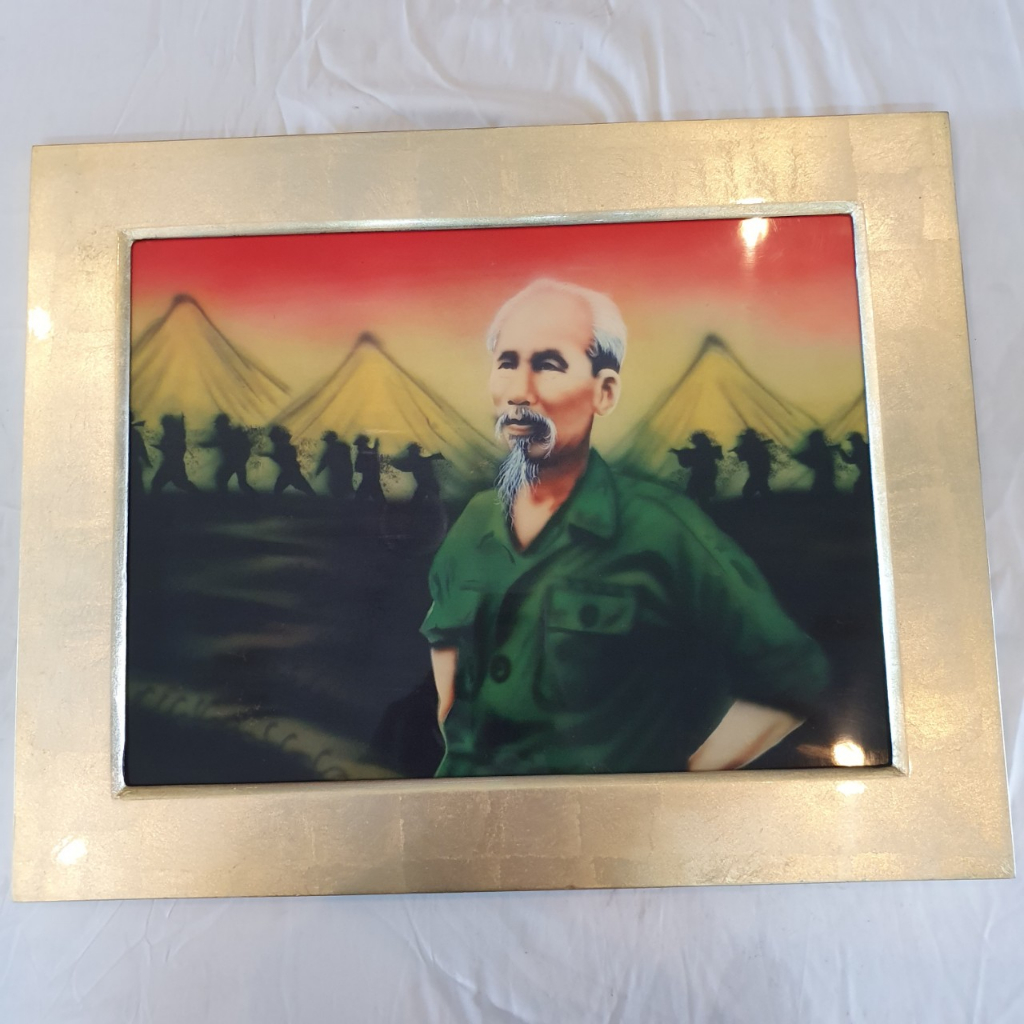 Tranh sơn mài Bác Hồ hàng quân size 30x40 cm