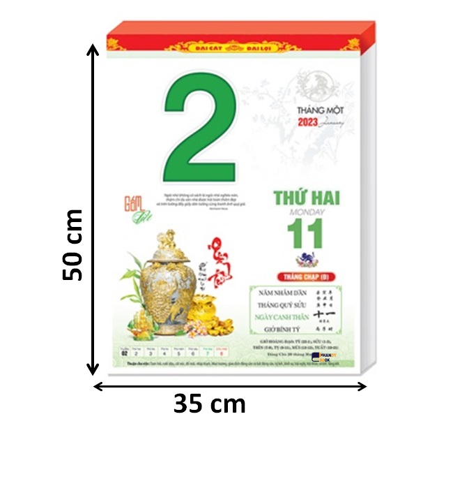 Lịch Bloc 2024 - Bloc lịch cỡ lớn kích thước 30 x 40 cm - NH02