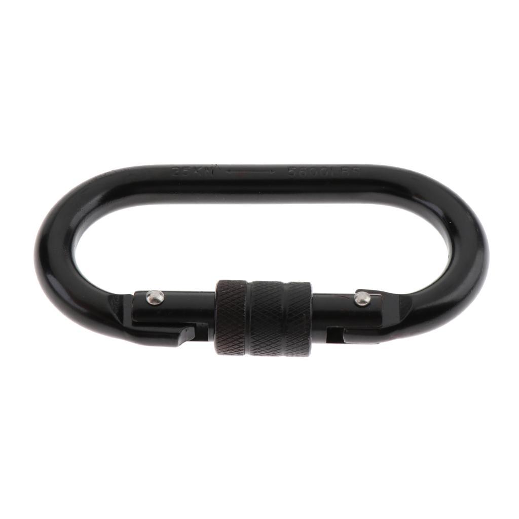 4pcs 25KN O-Shape High Strength Steel Screw Locking Carabiner for Climbing Hammock Black