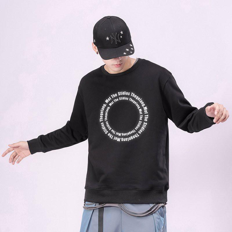 Áo sweater Vòng Tròn Chữ Phản Quang unisex nam nữ phong cách hàn quốc form rộng – ST189- babitrendy