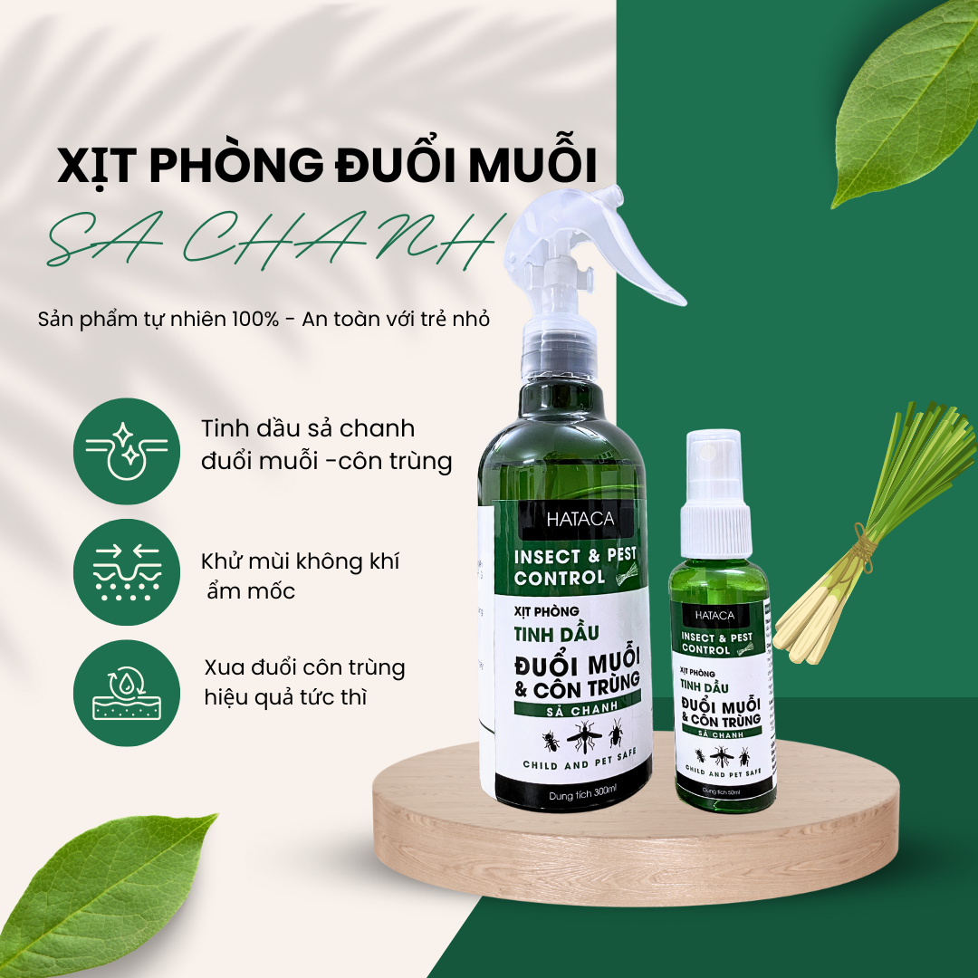 ( Thơm phòng/ đuổi muổi ) Bình xịt muỗi, côn trùng Hataca -100% thiên nhiên