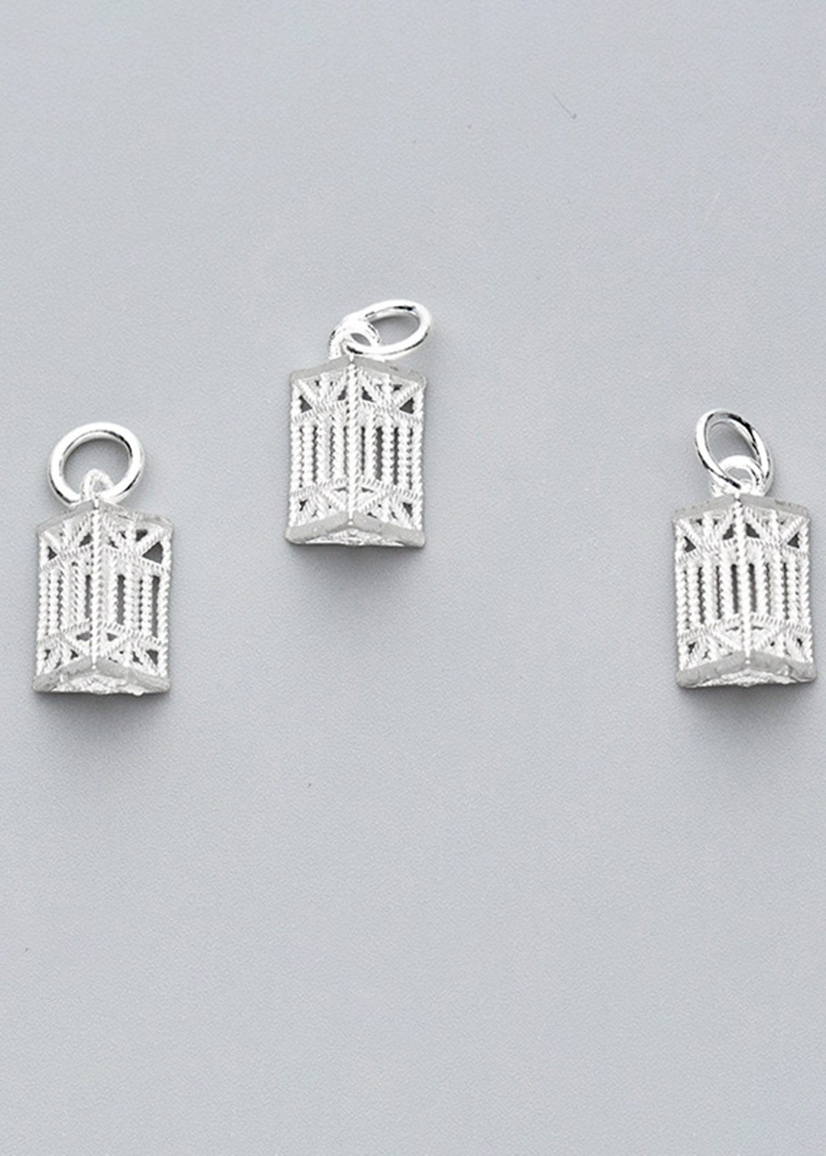 Combo 3 cái charm bạc lồng đèn 3 cạnh treo - Ngọc Quý Gemstones