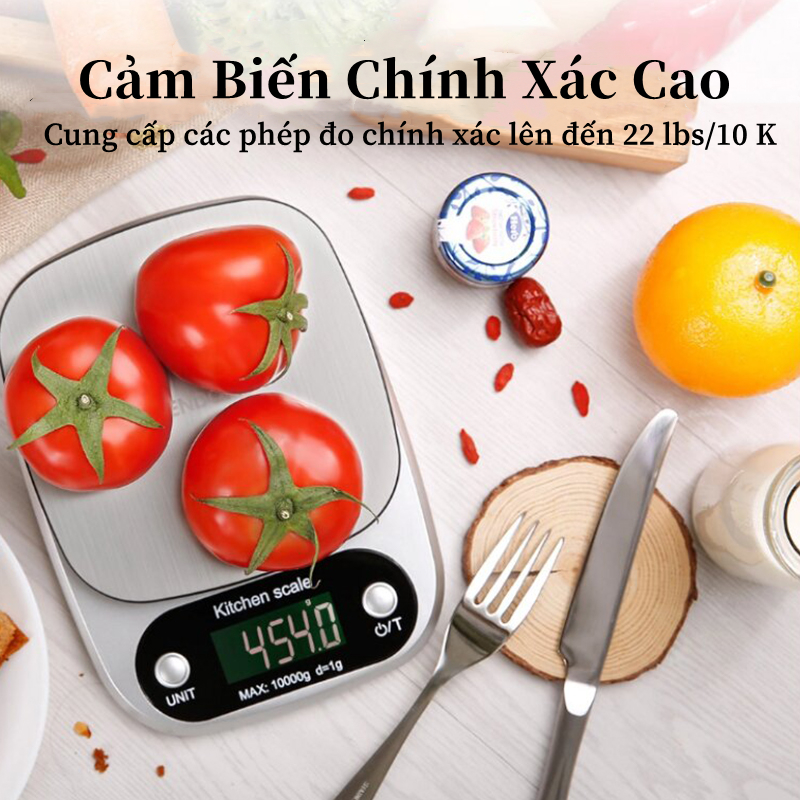 Cân tiểu ly điện tử nhà bếp mini định lượng 0.1g - 10kg làm bánh, độ chính xác cao cân thực phẩm, sử dụng 2 viên pin