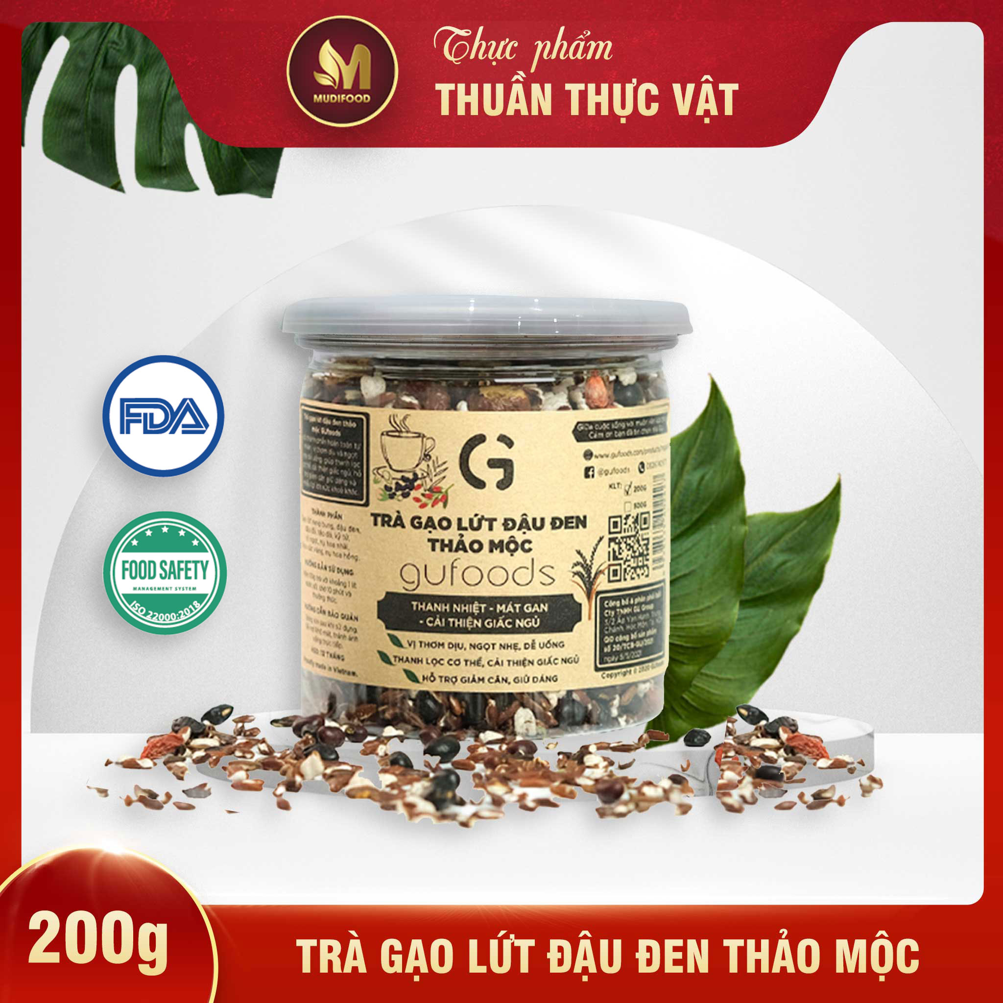 - Trà Gạo Lứt Đậu Đen GUfoods hũ 200g/ 500g - Hỗ Trợ Giấc Ngủ, Cải Thiện Tinh Thần, Tốt Cho Sức Khoẻ