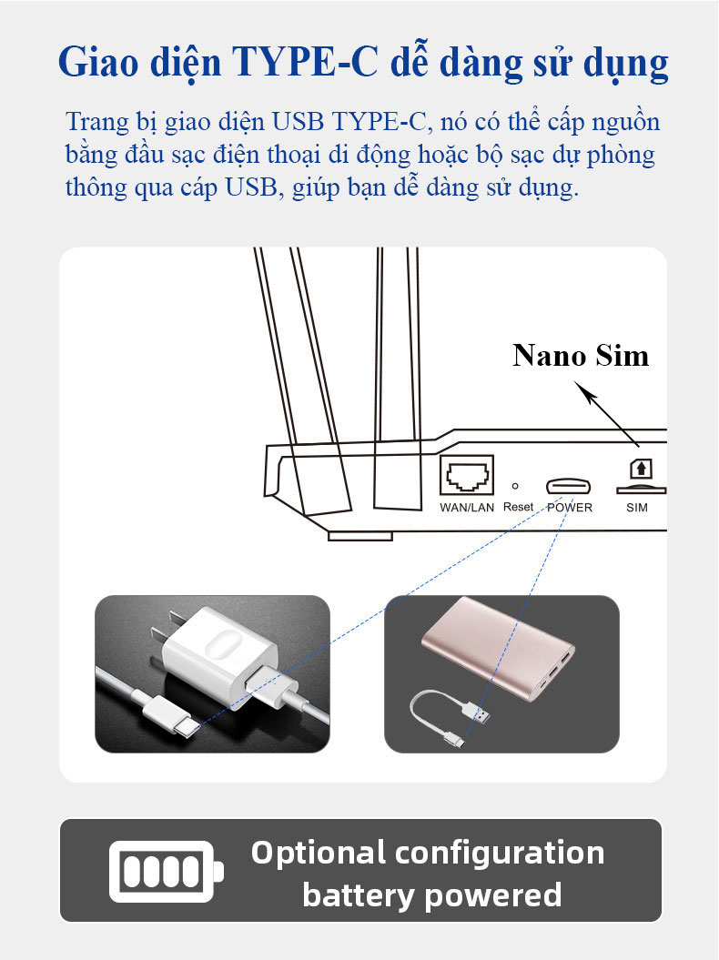 Bộ phát WiFi từ sim 4G CPE B828 tốc độ cao 300Mpbs phủ sóng rộng sử dụng mọi loại sim kèm pin 3000mAh - Hàng nhập khẩu
