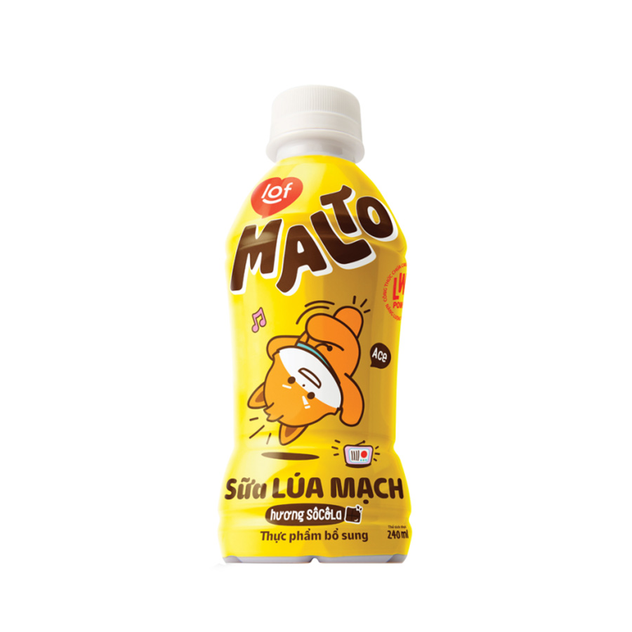 Thùng 24 chai Sữa lúa mạch hương socola LOF MALTO 240ml/chai