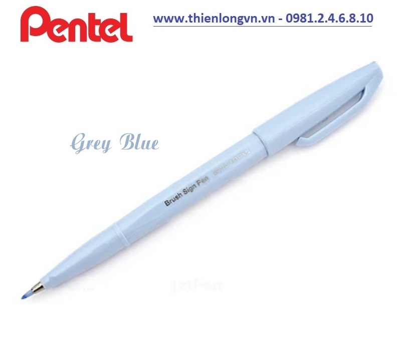 Bút lông viết thư pháp hiện đại Pentel SES15C-S3X xanh xám; Calligraphy Fude Touch Sign - Grey Blue