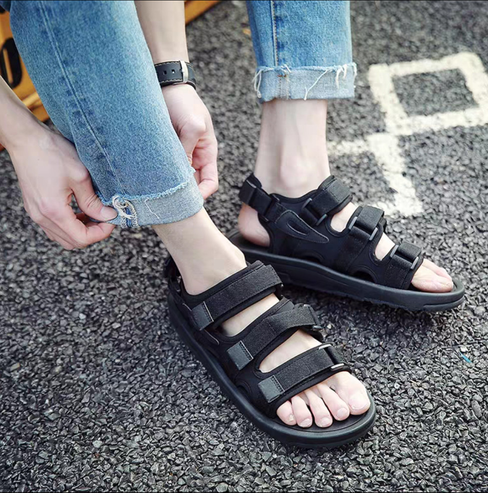 Sandal quai hậu nam nữ 3 quai trơn