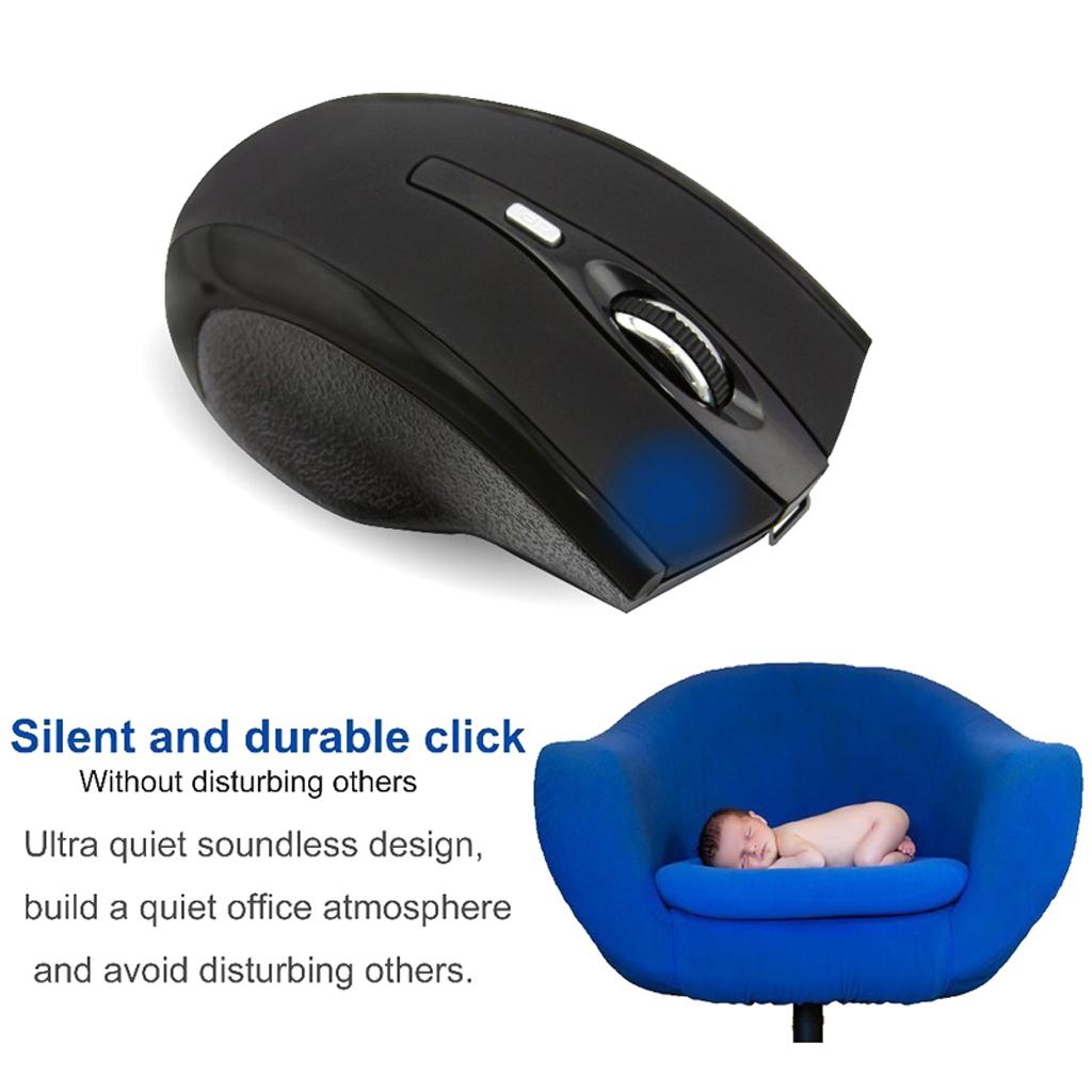 Sunnimix Silent Click Bluetooth Không Dây Chơi Game, 1000 DPI 2.4 GHz Quang Không Dây Chuột Cho Máy Tính Máy Tính Đen