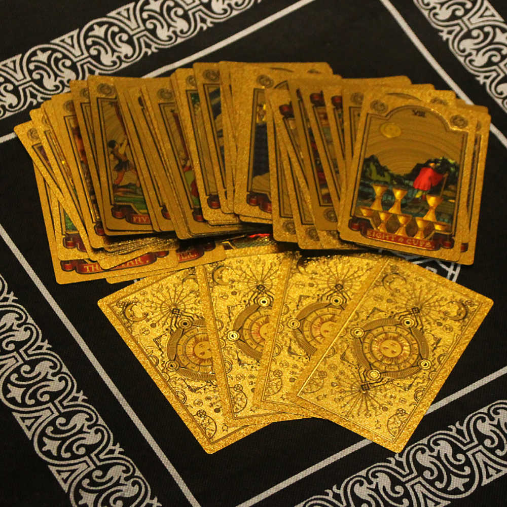 [Mạ Cạnh Size Gốc] Bộ Bài Tarot Cao Cấp Waite Yellow Chất Liệu PVC Chống Nước Gold Foil The Fool Hộp Cứng