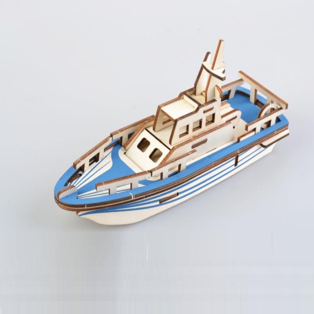 Đồ chơi gỗ lắp ghép 3D- mô hình thuyền cứu hộ- cắt laser