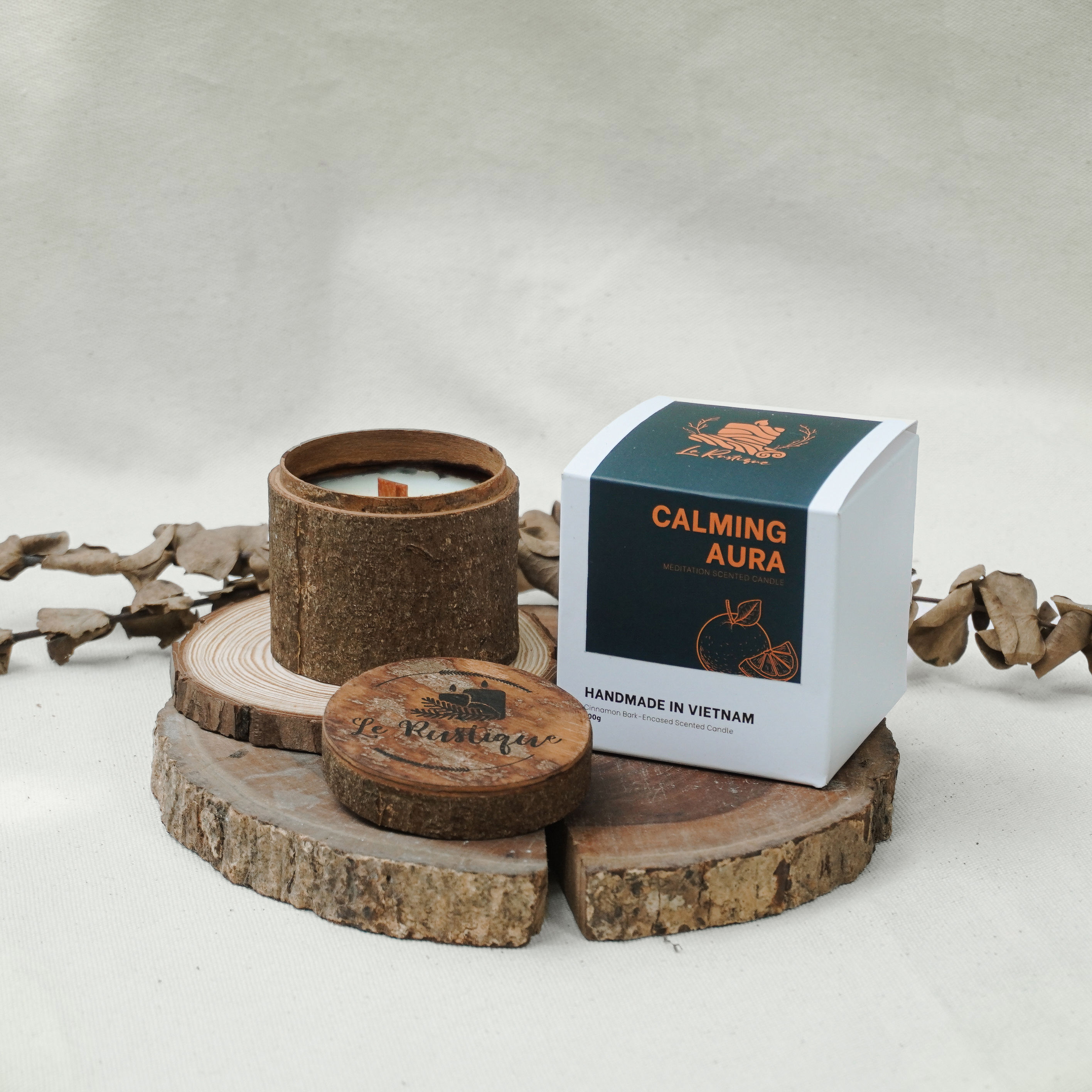 Nến Thơm Thủ Công Le Rustique Mùi Thiền - 100g/ 200g - Hũ Nến Vỏ Quế Tự Nhiên - Nến Thơm Thư Giãn Trị Liệu - Nến Thơm Thiên Nhiên