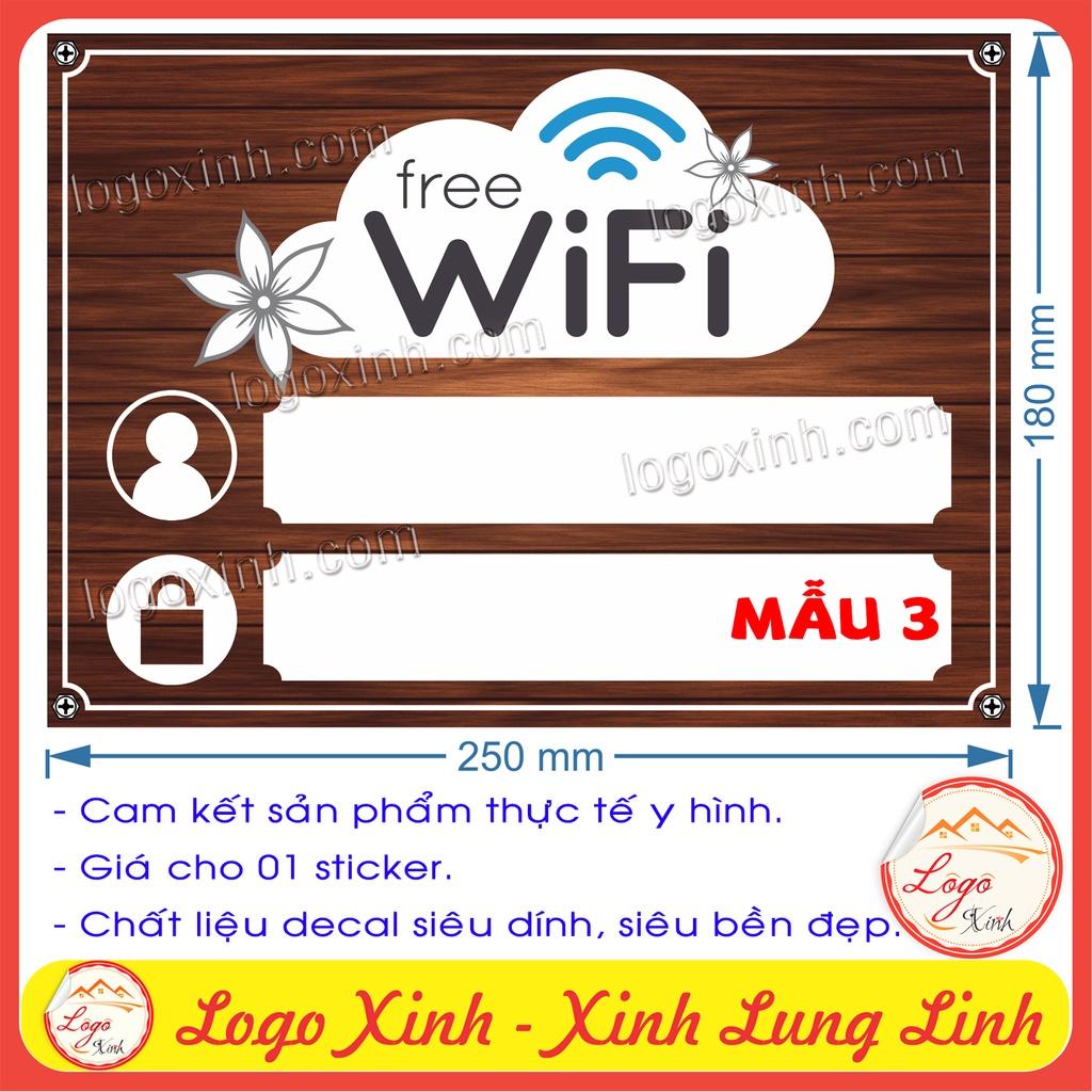 LOGO TEM STICKER BẢNG CHỈ DẪN THÔNG TIN ĐĂNG NHẬP WIFI, WIFI PASS DÙNG CHO NHÀ CỬA,QUẦY QUÁN,CÔNG TY