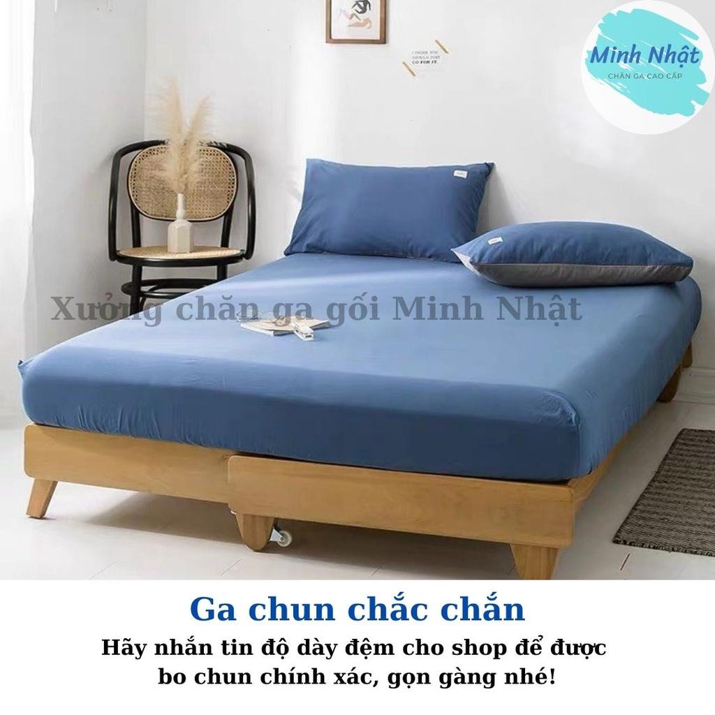 Ga giường Cotton Tici Xanh dương đậm cao cấp - Bo chun drap đủ kích thước