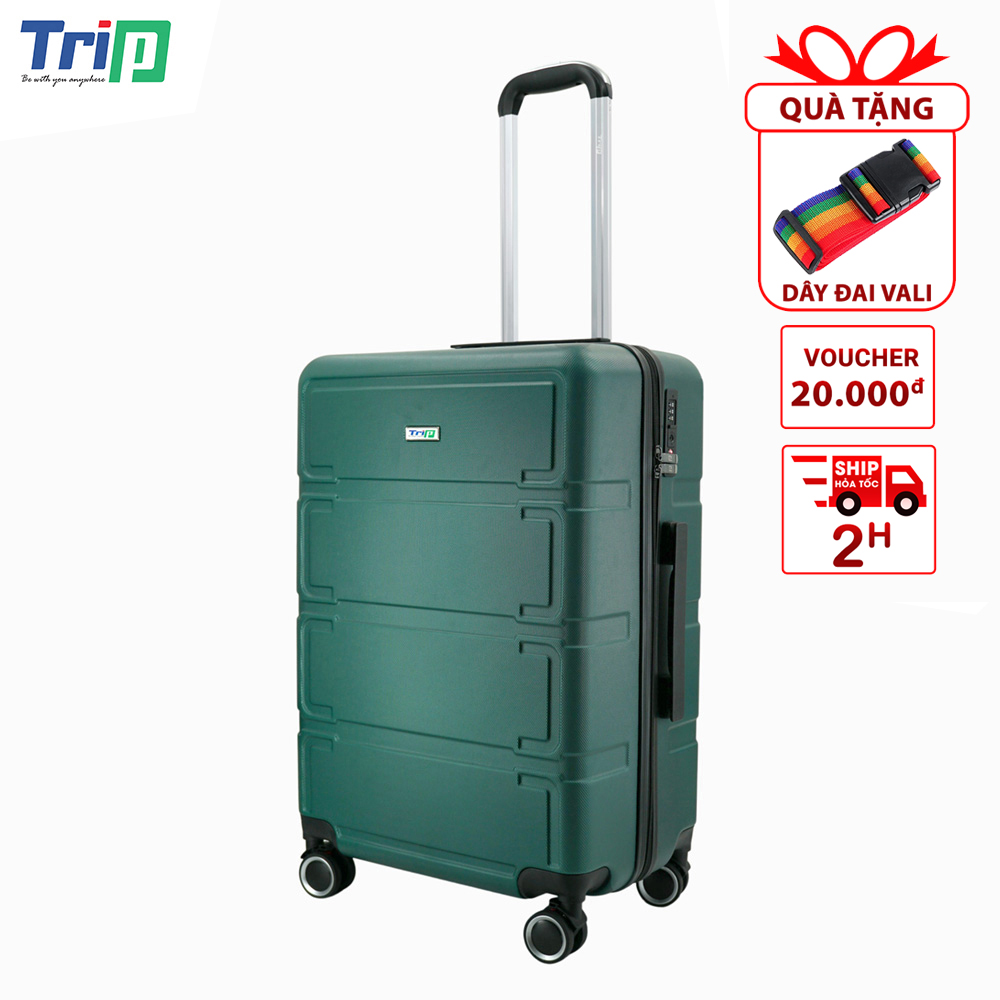 Tặng Dây Đai - Vali Kéo Trip P806 Nhựa Pcabs Chịu Lực Tốt - Bảo Hành 5 Năm - Hàng Chính Hãng - 24 Inch - Xanh Lá
