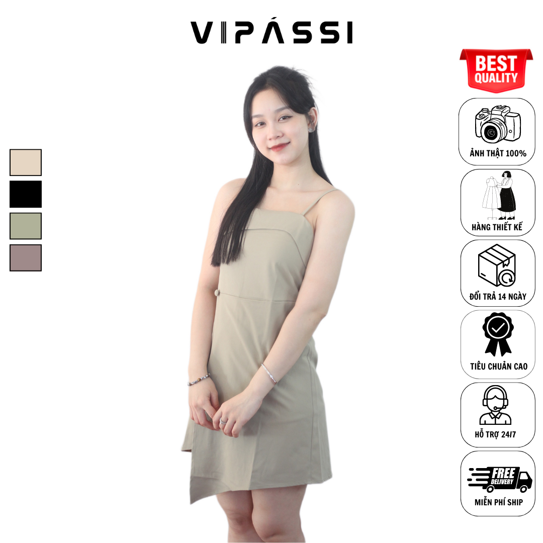 VIPÁSSI Đầm Hai Dây Xẻ Tà Ôm Body