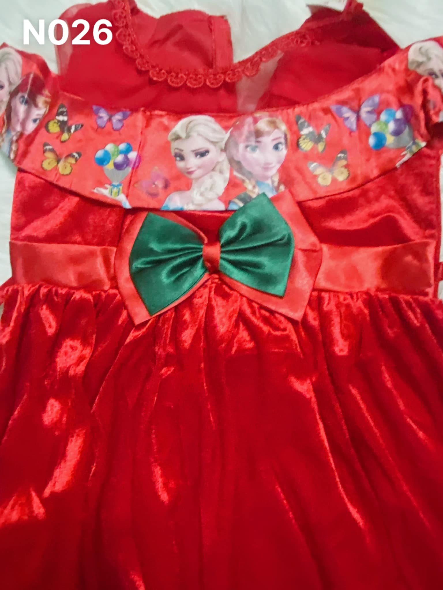 Đầm, Váy Noel cho bé. Đầm noel trễ vai, in hình Elsa cho bé- Đầm, váy Noel cho bé gái