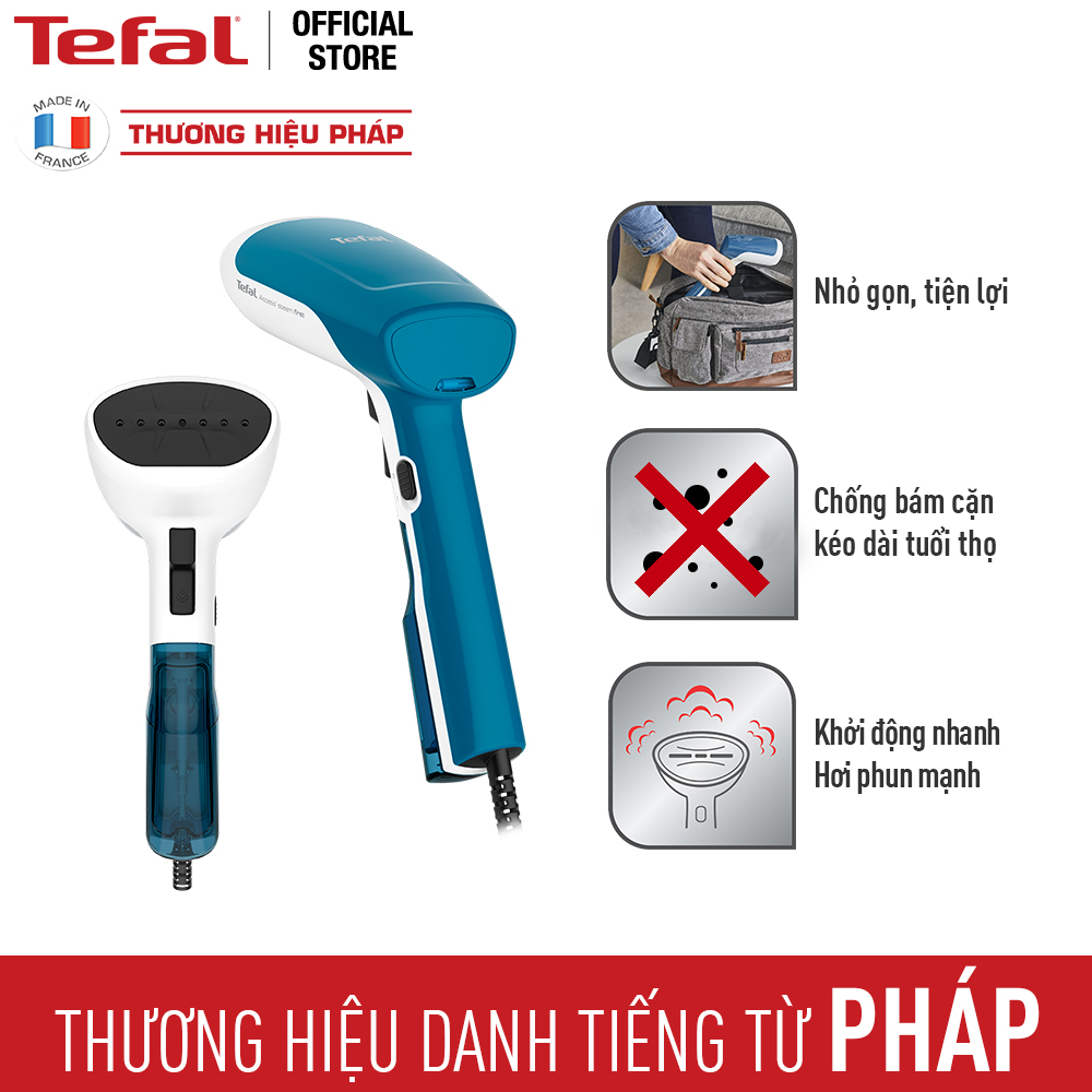 Bàn ủi cầm tay Tefal DT6130E0 - Công suất 1300W - Phun hơi 20g/phút - Chức năng chống cặn - Hàng chính hãng