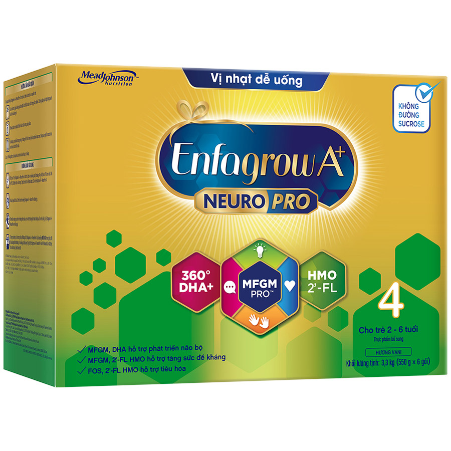Sữa bột Enfagrow A+ NeuroPro 4 với 2’-FL HMO cho trẻ từ 2 – 6 tuổi – 3.3kg