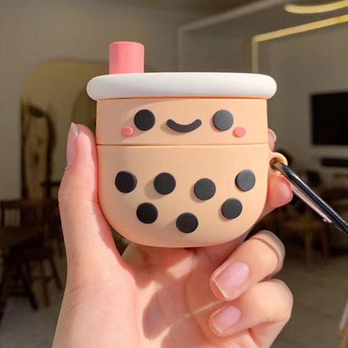 Vỏ Ốp Case dành cho Airpod Pro Ly Trà Sữa Kute chống va đập trầy xước có móc đeo