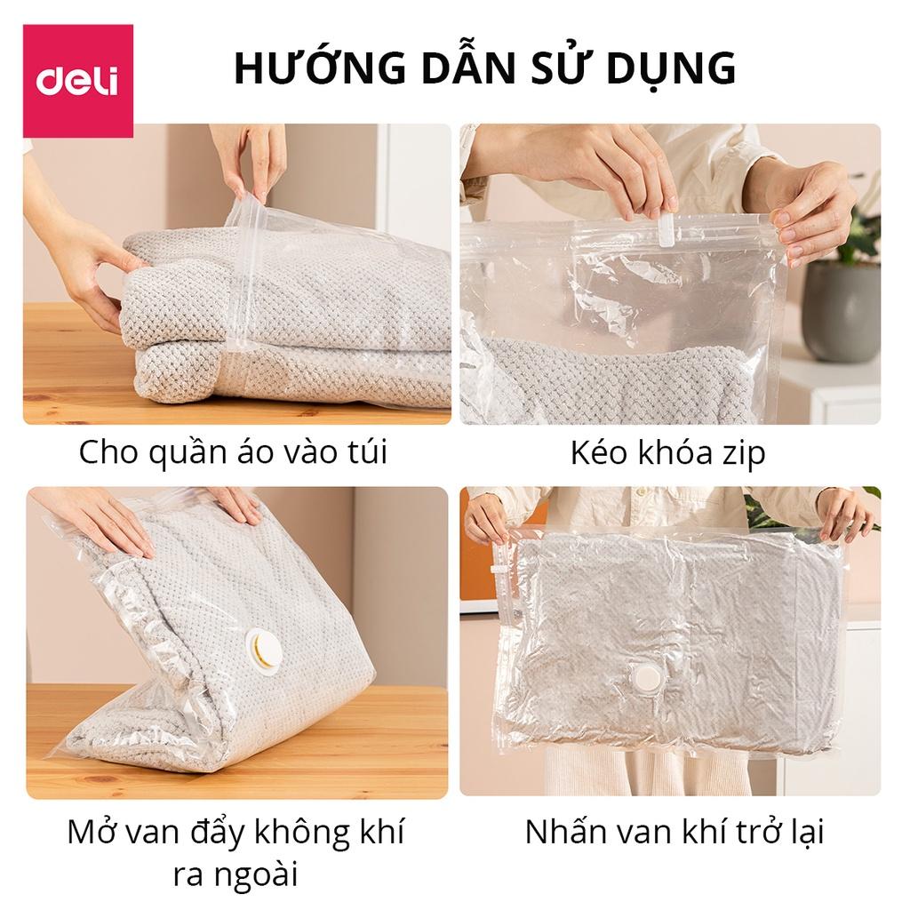 [KHÔNG CẦN DÙNG BƠM] Túi Hút Chân Không Đựng Quần Áo Chăn Ga Gối , Thú Bông Deli - Loại Dày Cao Cấp Bọc Để Chăn Màn 2 Lớp Khóa Zip Chống Rò Rỉ Hơi Bảo Vệ Quần Áo, Chăn Ga Khỏi Ẩm, Nấm Mốc, Chống Nước Tuyệt Đối