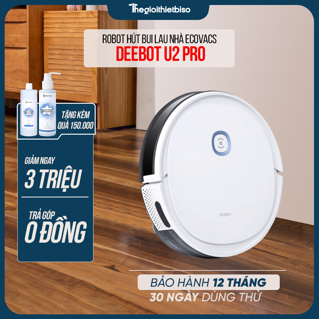 [GIÁ TẠI KHO] - Robot Hút Bụi Lau Nhà Ecovacs Deebot U2 Pro Trắng 2025 - 1 ĐỔI 1 TRONG 12 THÁNG - Hàng chính hãng Ecovacs