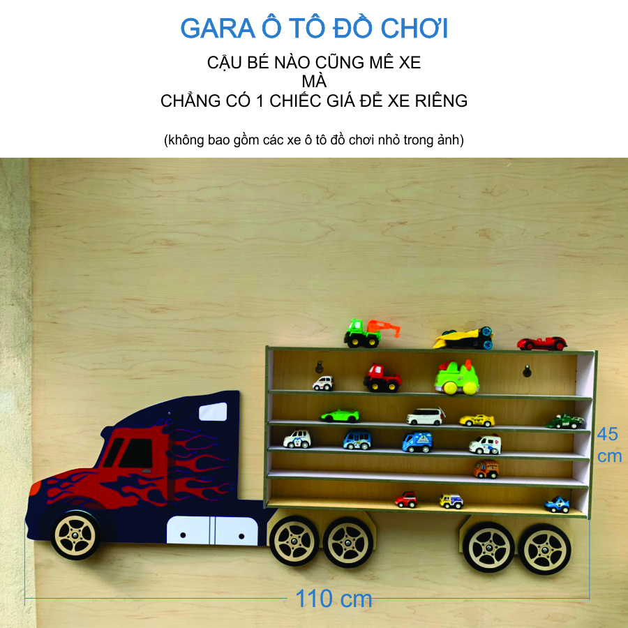 Kệ để xe ô tô đồ chơi cho con trai (Xe container)