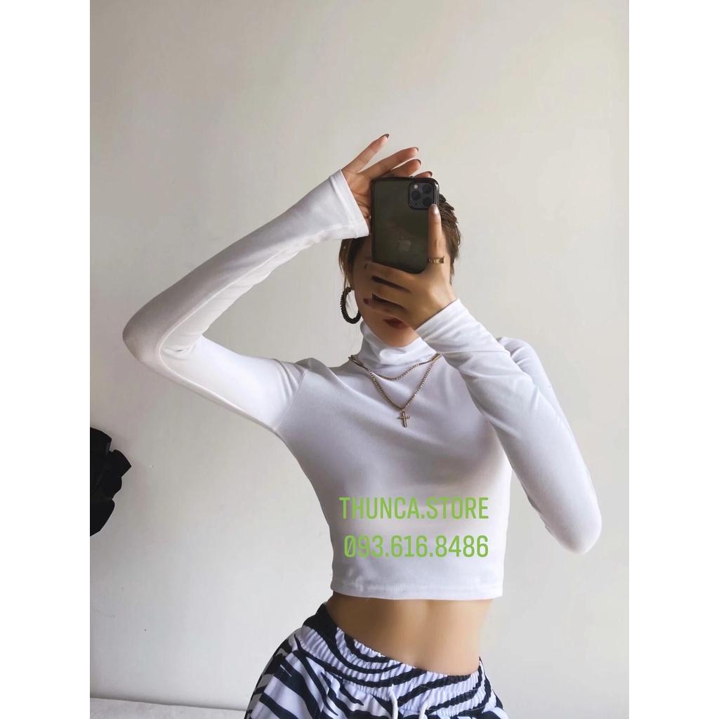 Áo Thun Nữ BODY Tay Dài Cổ Lọ thời trang nữ - áo croptop tay dài xỏ ngón Thoáng Mát Thấm Hút Mồ Hôi