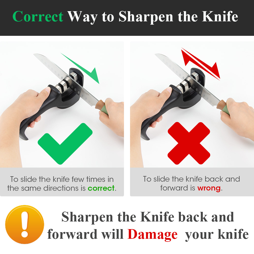 Knife Sharpener 3 Stages Professional Diamond Ceramic Rod Sharpener Sharpening Tool Stainless Steel Blade With Non-slip Base