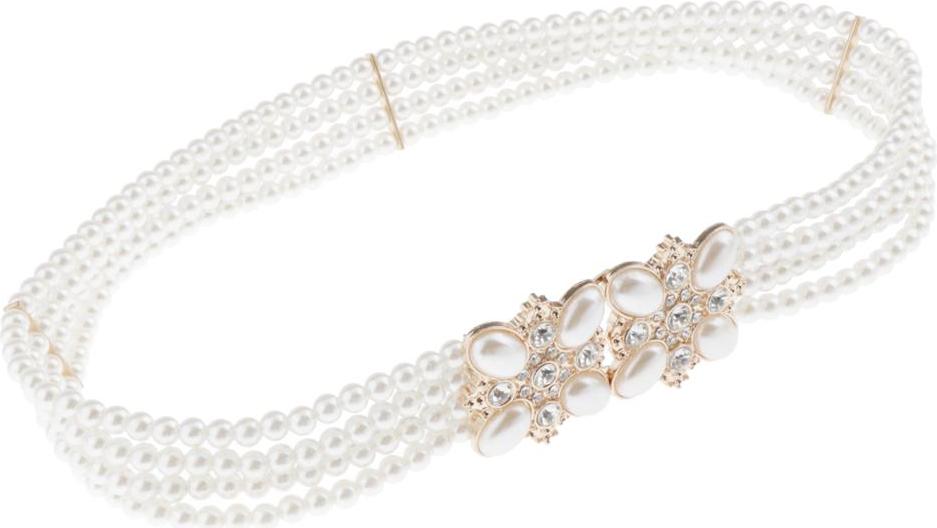 Nữ Co Giãn 4 Hàng Ngọc Trai Skinny Thắt Lưng Ren Eo Dây Chuyền Dây Thắt Lưng