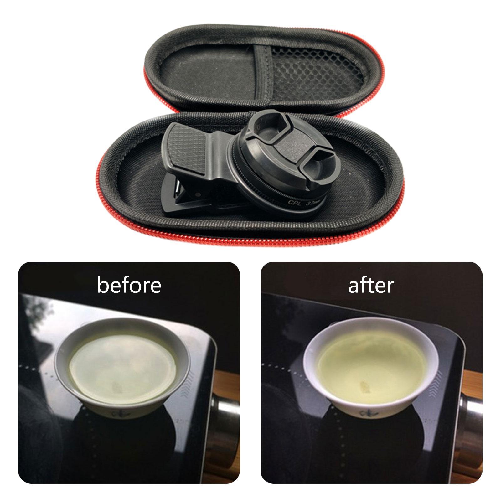 37mm CPL Phone Camera Lens Circular Polarizer Lens Filter for Most Mobilephone Clip on Cellphone CPL Filter, with Storage Bag