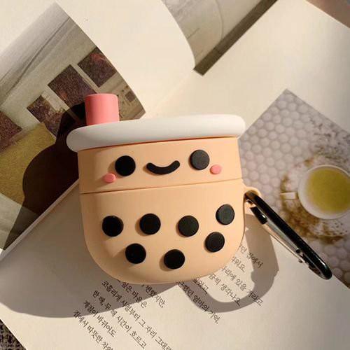 Vỏ Ốp Case dành cho Airpod Pro Ly Trà Sữa Kute chống va đập trầy xước có móc đeo