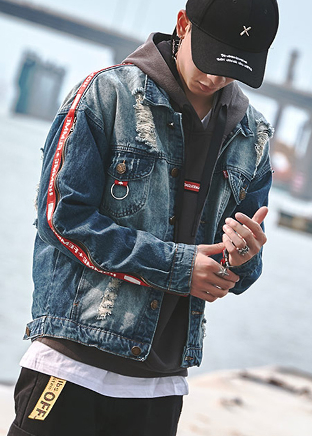 Áo khoác jeans nam mẫu 015, thời trang trẻ, phong cách Hàn Quốc