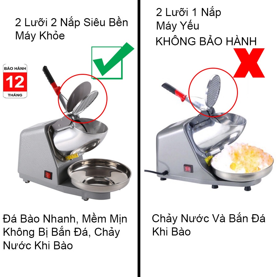 Máy Bào Đá tuyết 2 Lưỡi, 2 Nắp Đa Năng hàng chính hãng