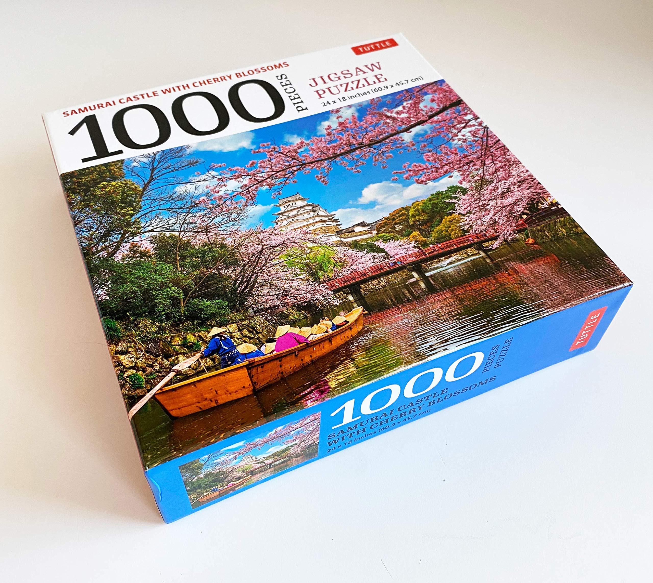 Samurai Castle &amp; Cherry Blossoms - 1000 Piece Jigsaw Puzzle: Cherry Blossoms At Himeji Castle (Finished Size 24 in x 18 in)