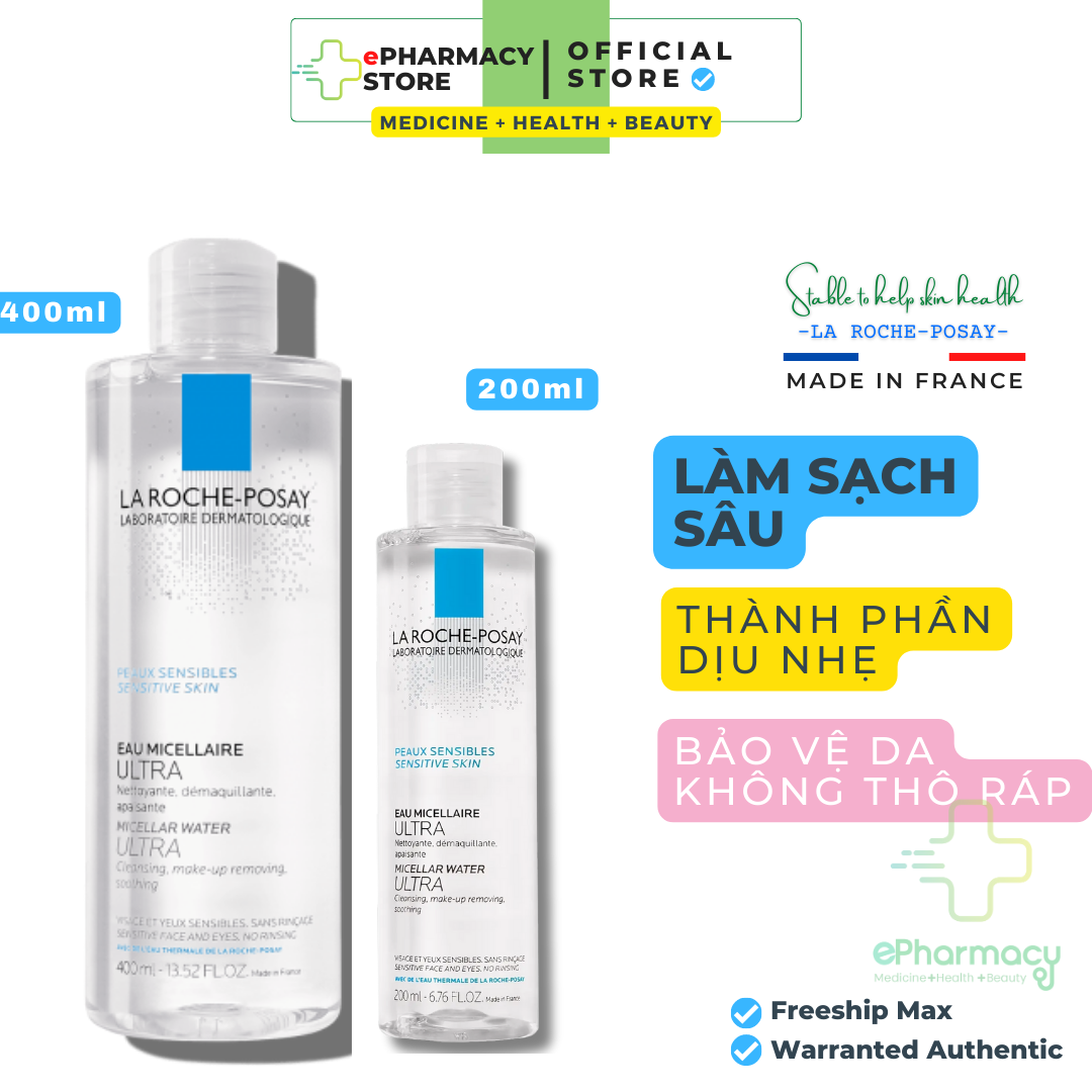 Tẩy trang LaRochePosay Micellar Water Ultra Sensitive Skin - Nước tẩy trang LaRochePosay cho da nhạy cảm