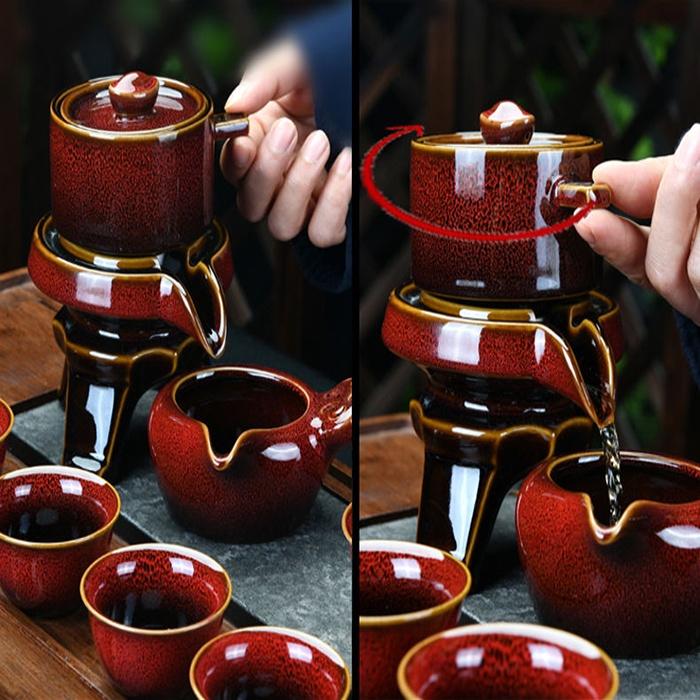 Bộ Ấm Chén Pha Trà Cối Xay Hoài Cổ, Gốm Sứ Cao