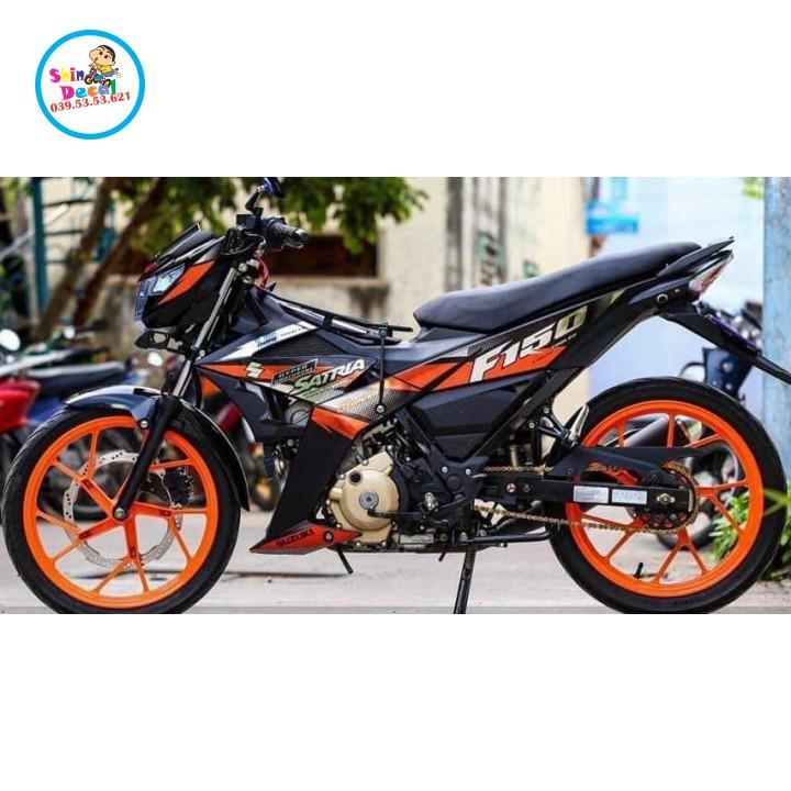 Tem rời satria fi đỏ đen chất liệu CROM