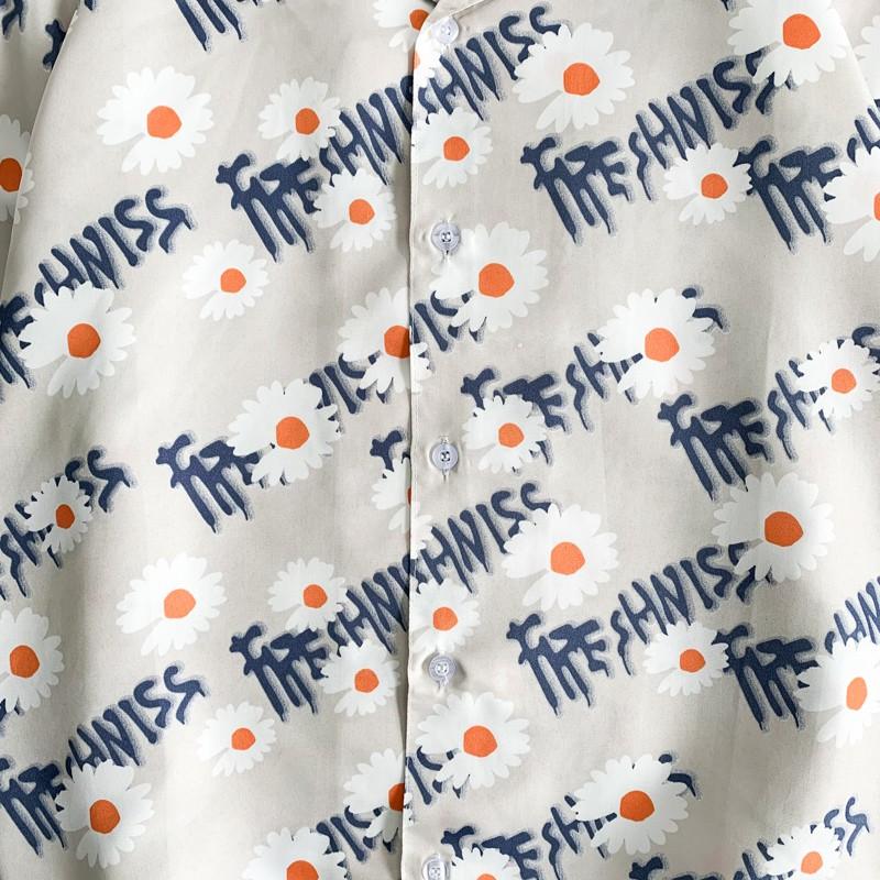 Áo Sơ Mi Nam Tay Ngắn Dáng Rộng In Hình Hoa Cúc Thời Trang