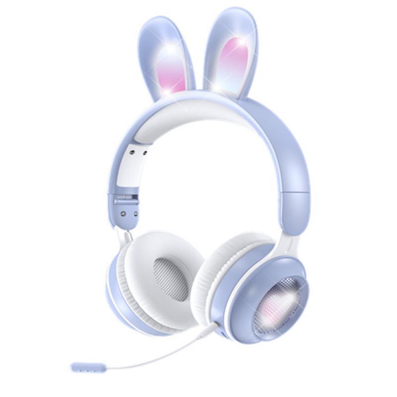 Thỏ Tai Bluetooth Không Dây-Tai Nghe Tương Thích Nữ Có Thể Gập Lại Thẻ Dạ Quang Hoạt Hình Điện Thoại Di Động Máy Tính Tai Nghe Đa Năng