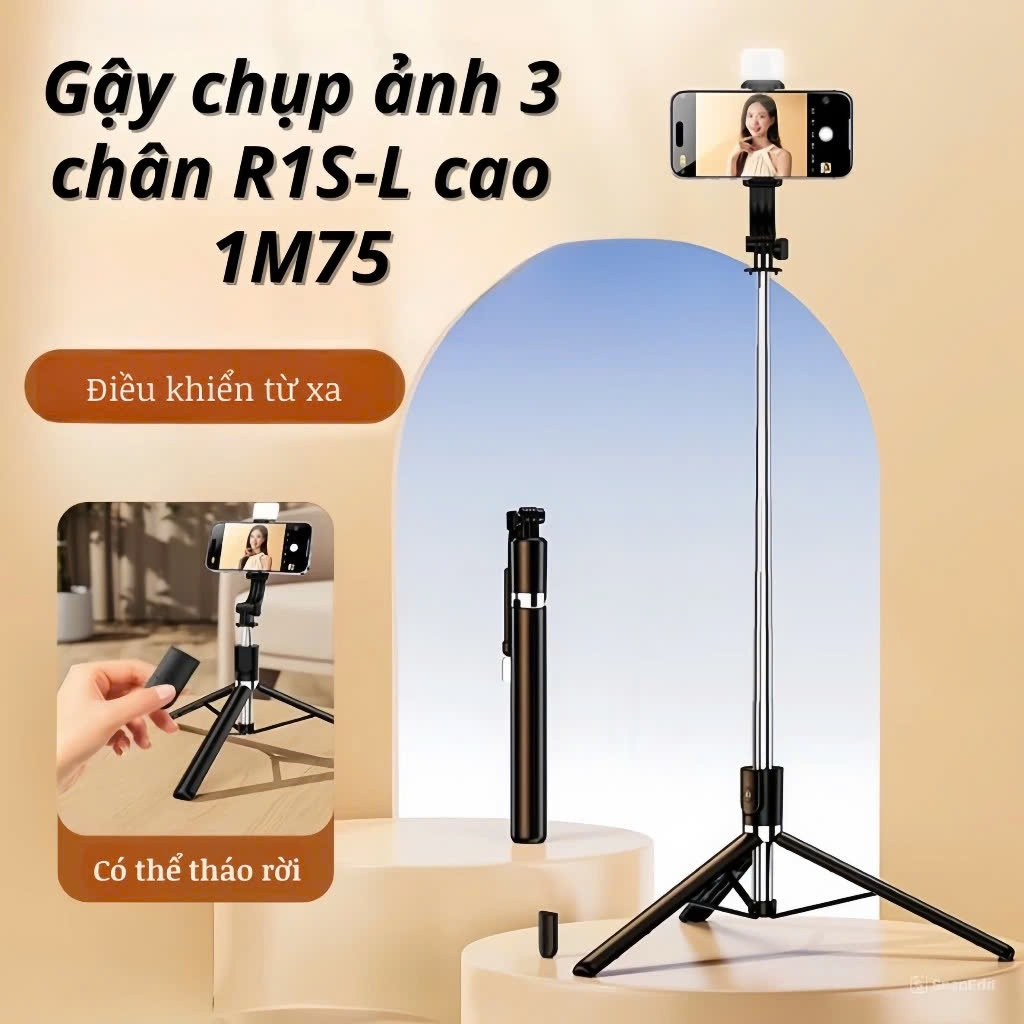 Gậy Tripod chụp ảnh tự sướng Selfie 3 chân gấp gọn 30cm, kéo dài 1M7 điều khiển từ xa có đèn Tripod chụp ảnh livestream - Hàng nhập khẩu
