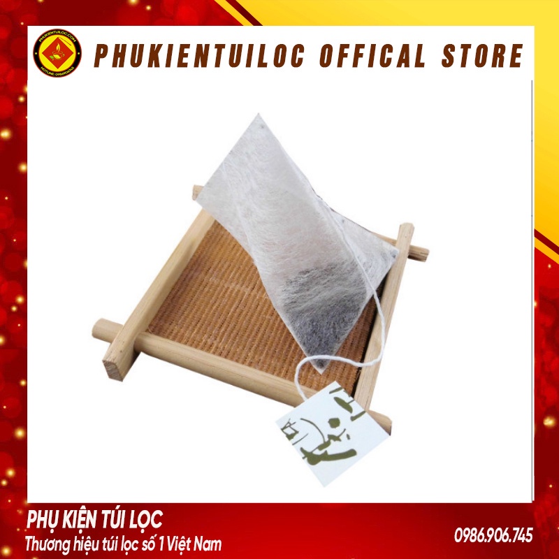 Túi lọc trà, thảo dược sợi ngô tam giác dây nhúng, hàn nhiệt - 100 túi- Phukientuiloc- TLTG01