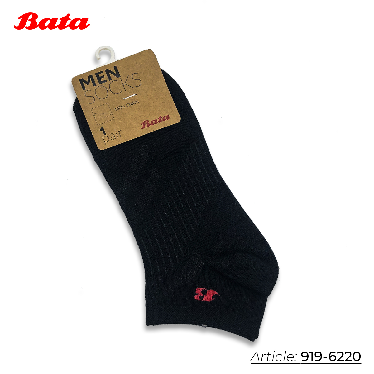 Tất cotton nam nữ Thương hiệu Bata Màu Đen 919-6220