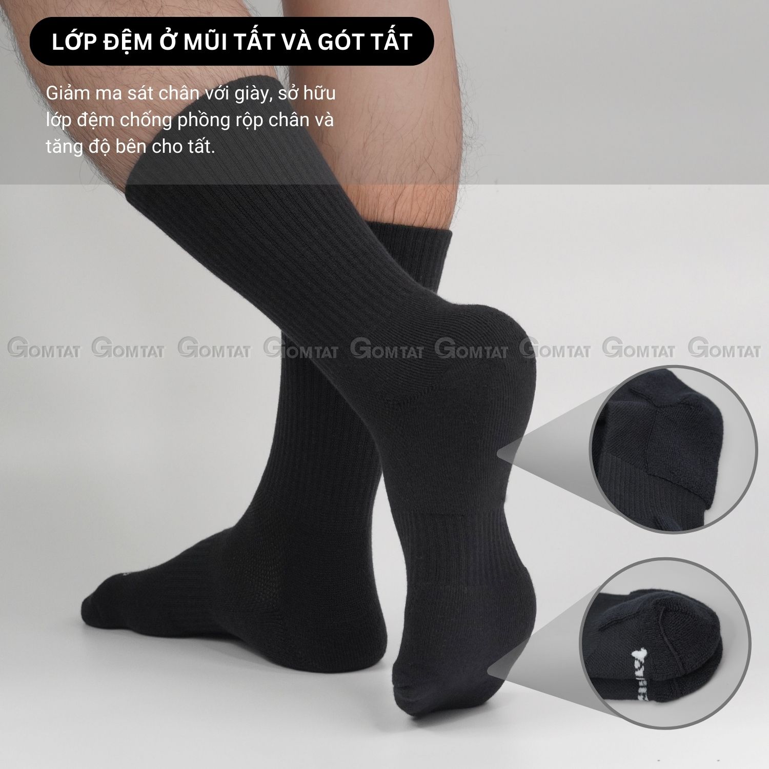 Combo 10 đôi tất nam nữ cao cổ GOMTAT, chất liệu cotton cao cấp, có đệm lót xù êm chân, giữ ấm - NGAN-STA-5009-CAO-CB10