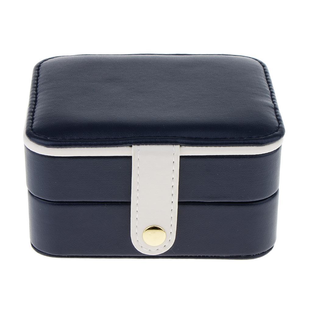 Portable Leather Double Layer Travel Earrings Jewelry Box Storage