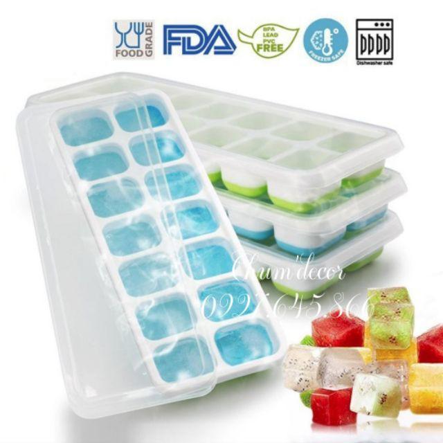 Khay Làm Đá Silicon ️ Khay Trữ Đông ️ Đồ Ăn Dặm Cho Bé An Toàn CÓ NẮP TRÁNH BỊ MÙI TỦ LẠNH